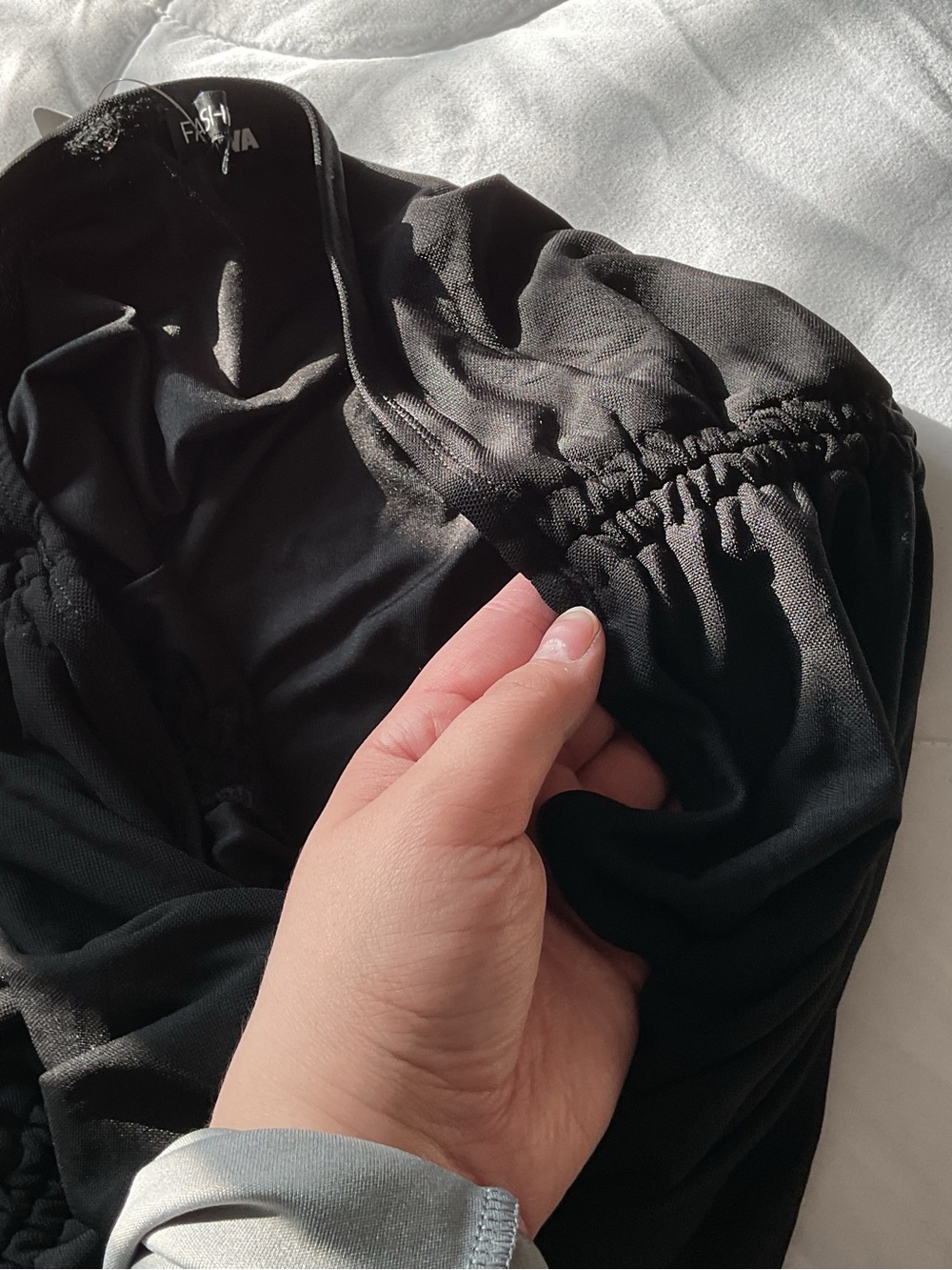 Fashion Nova Black Ruched Side-Drawstring Skirt - Picture 6 of 6